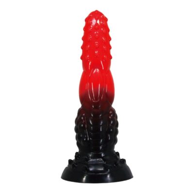 Power monsters - dildo de fantasia dragão de fogo com ventosa 24,5 cm ø 5,8 cm vermelho e preto power monsters caliente. Pt
