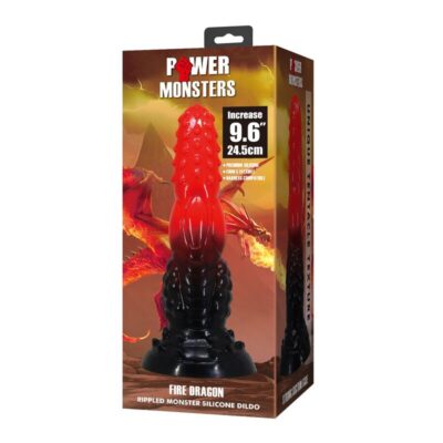 Alternative view of POWER MONSTERS - DILDO DE FANTASIA DRAGÃO DE FOGO COM VENTOSA 24,5 CM Ø 5,8 CM VERMELHO E PRETO