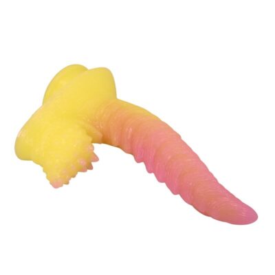 Power monsters - dildo ondulado monster fantasy com ventosa 22,5 cm ø 5,5 cm rosa e amarelo power monsters caliente. Pt