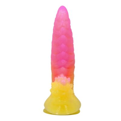 Power monsters - dildo ondulado monster fantasy com ventosa 22,5 cm ø 5,5 cm rosa e amarelo power monsters caliente. Pt