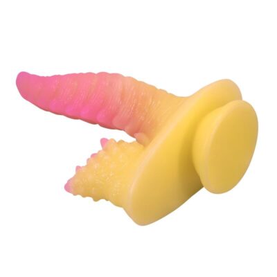 Power monsters - dildo ondulado monster fantasy com ventosa 22,5 cm ø 5,5 cm rosa e amarelo power monsters caliente. Pt