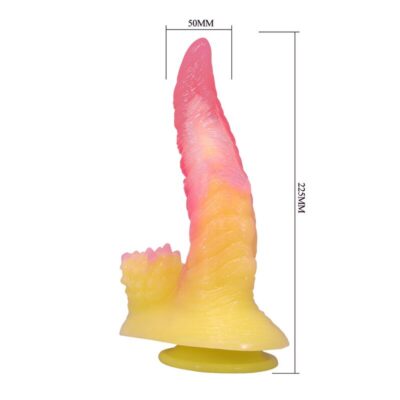 Power monsters - dildo ondulado monster fantasy com ventosa 22,5 cm ø 5,5 cm rosa e amarelo power monsters caliente. Pt