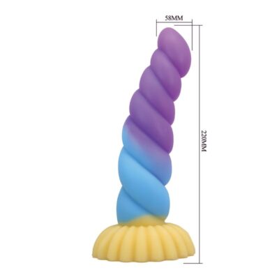 Power monsters - unicórnio tricolor fantasia de silicone 22 cm ø 5 cm power monsters caliente. Pt