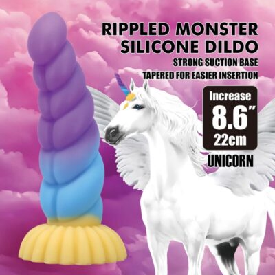 Power monsters - unicórnio tricolor fantasia de silicone 22 cm ø 5 cm power monsters caliente. Pt