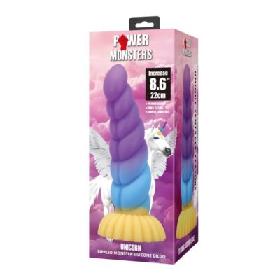 Power monsters - unicórnio tricolor fantasia de silicone 22 cm ø 5 cm power monsters caliente. Pt