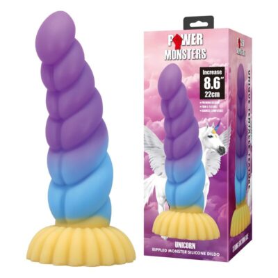 Power monsters - unicórnio tricolor fantasia de silicone 22 cm ø 5 cm power monsters caliente. Pt
