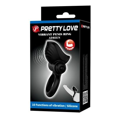 Pretty love - anel vibratório para pênis adrien com 10 funções - preto - image 3