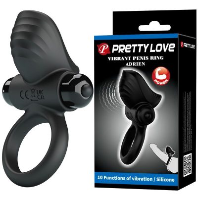 Pretty love - anel vibratório para pênis adrien com 10 funções - preto - image 11