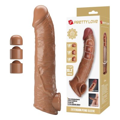 PRETTY LOVE - MANGA EXTENSORA DE PÊNIS AJUSTÁVEL 26 CM Ø 4 CM MARROM