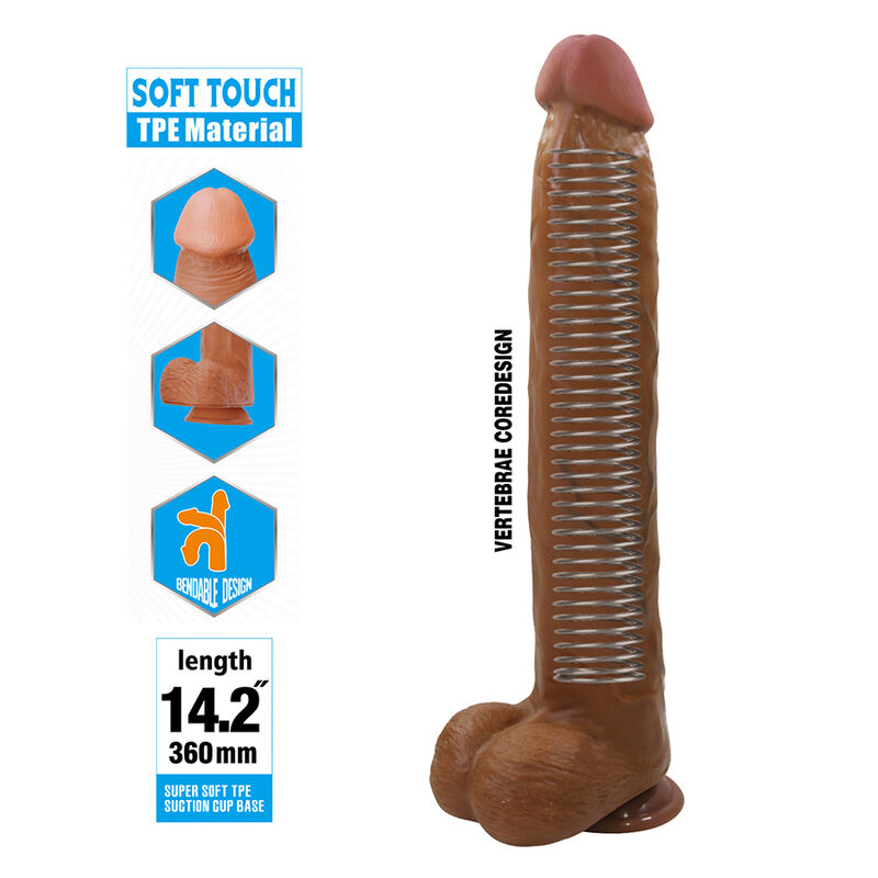 PRETTY LOVE - DANY DILDO FLEXÍVEL REALISTA COM VENTOSA 36 CM -Ø- 5,6 CM MARROM 6 Pretty love - dany dildo flexível realista com ventosa 36 cm -ø- 5,6 cm marrom - image 6