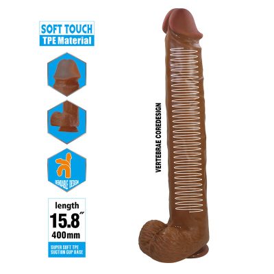 Pretty love - pat dildo flexível realista com ventosa 40 cm -ø- 6 cm marrom - image 6