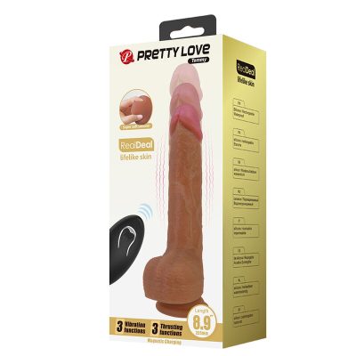 Pretty love - tommy vibrador realista com controle remoto e empurração marrom escuro - image 9