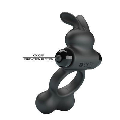 Pretty love - anel peniano vibratório com estimulador de coelhinho, 10 funções, preto - image 9