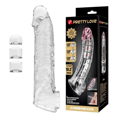PRETTY LOVE - CAPA EXTENSORA DE PÊNIS AJUSTÁVEL 26 CM Ø 4 CM TRANSPARENTE