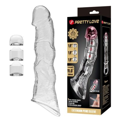 PRETTY LOVE - CAPA EXTENSORA DE PÊNIS AJUSTÁVEL 28 CM Ø 4,5 CM TRANSPARENTE