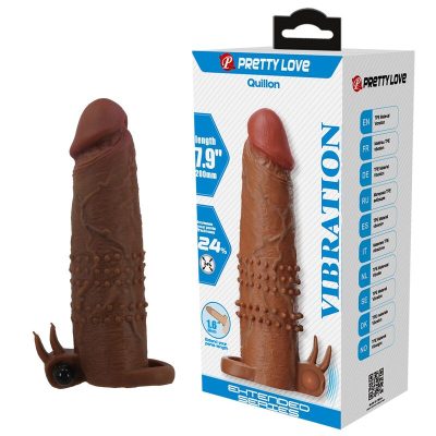 PRETTY LOVE - CAPA VIBRATÓRIA PARA PÊNIS QUILLON 20 CM Ø 4 CM MARROM