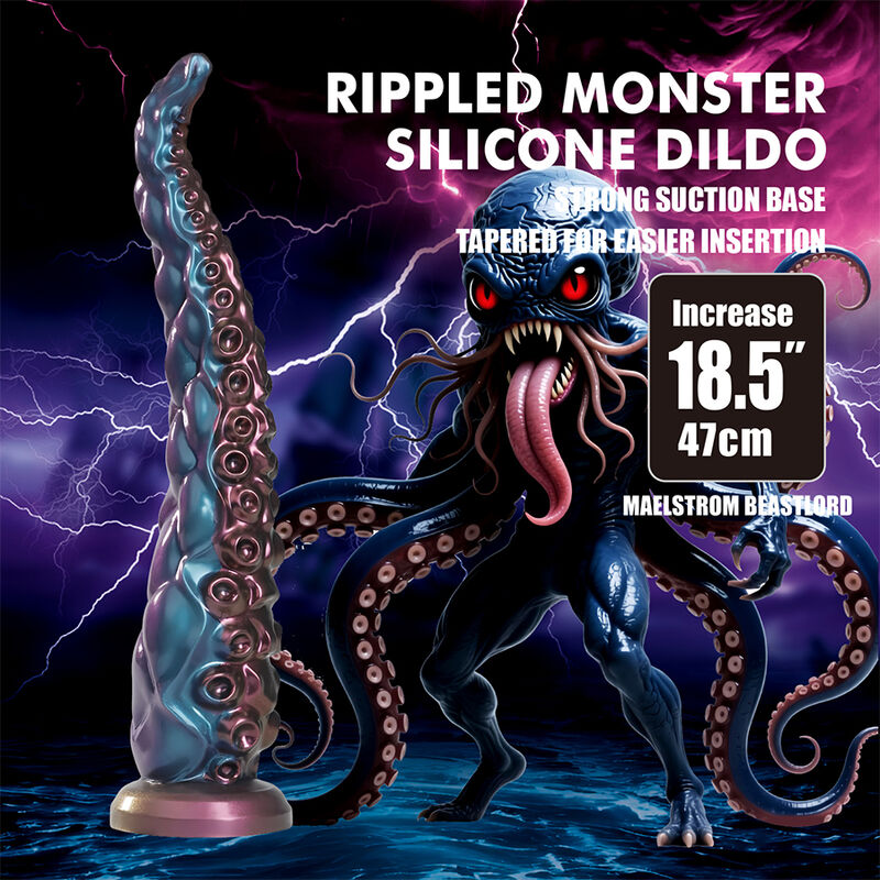 POWER MONSTERS - DILDO DE SILICONE FANTASIA TRICOLOR COM TENTÁCULOS ABISSAIS 46 CM Ø 7 CM 7 Power monsters - dildo de silicone fantasia tricolor com tentáculos abissais 46 cm ø 7 cm - image 7