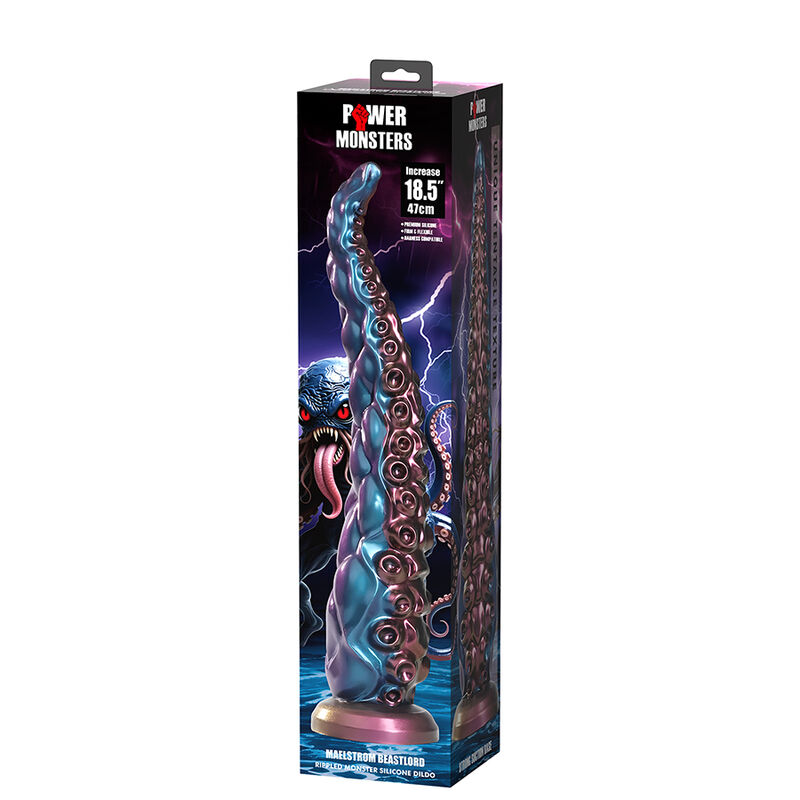 POWER MONSTERS - DILDO DE SILICONE FANTASIA TRICOLOR COM TENTÁCULOS ABISSAIS 46 CM Ø 7 CM 2 Power monsters - dildo de silicone fantasia tricolor com tentáculos abissais 46 cm ø 7 cm - image 2