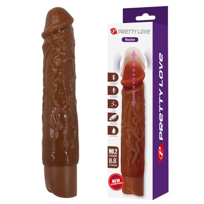 PRETTY LOVE - KESSLER VIBRADOR REALISTA COM 10 MODOS DE VIBRAÇÃO E 10 INTENSIDADES, 22 CM, MARROM