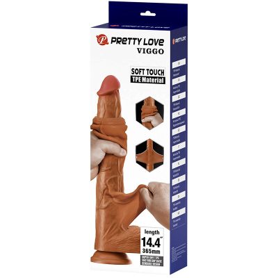 Pretty love - viggo dildo deslizante com toque suave e realista, 36,5 cm marrom - image 19