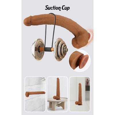 Pretty love - viggo dildo deslizante com toque suave e realista, 36,5 cm marrom - image 12