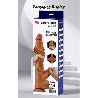 Pretty love - viggo dildo deslizante com toque suave e realista, 36,5 cm marrom - image 18