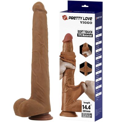 PRETTY LOVE - VIGGO DILDO DESLIZANTE COM TOQUE SUAVE E REALISTA, 36,5 CM MARROM