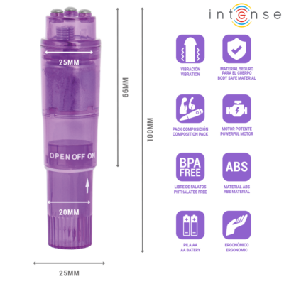 Intense - mini massageador kurt com 4 cabeças intercambiáveis roxo - image 5