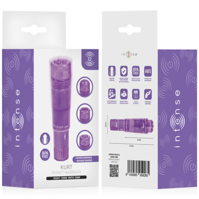 Intense - mini massageador kurt com 4 cabeças intercambiáveis roxo - image 6