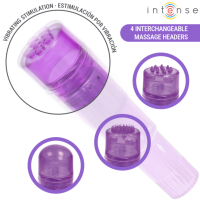 Intense - mini massageador kurt com 4 cabeças intercambiáveis roxo - image 3