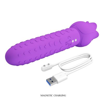 Pretty love - vibrador estimulador oral e clitoriano recarregável dannell, roxo - image 8