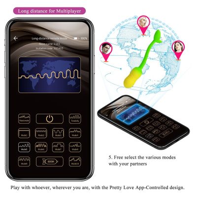 Pretty love - ovo vibratório com controle por aplicativo pulsen, 12 funções, recarregável via usb, verde-amarelo - image 18