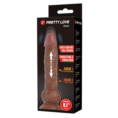 Pretty love - eren, dildo vibratório com empurração, 20,5 cm ø 4,5 cm, marrom - image 9