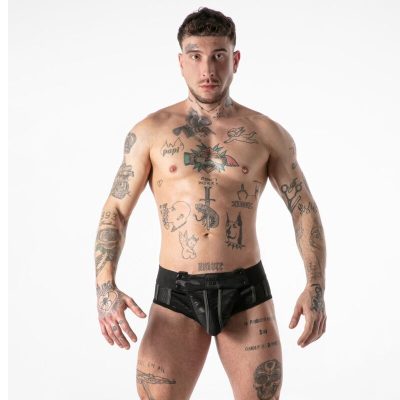 LOCKER GEAR - CUECA JOCK SURF COM ACESSO MILITAR COMPLETO PRETA TAMANHO S