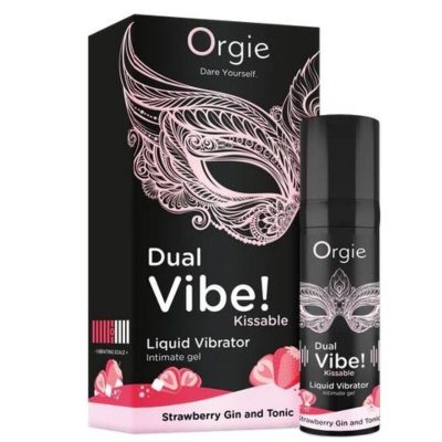 Orgie - dual vibe! Vibrador líquido beijável com sabor de morango, gin tônica, 15 ml - image 4