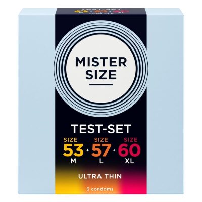 MISTER SIZE - PACOTE DE AMOSTRA DE PRESERVATIVOS TAMANHO 53-57-60 MM (3 UNIDADES)