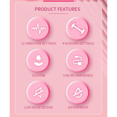 Pretty love - duden vibrador de silicone recarregável com 12 modos de vibração e 3 modos de balanço, rosa. - image 15