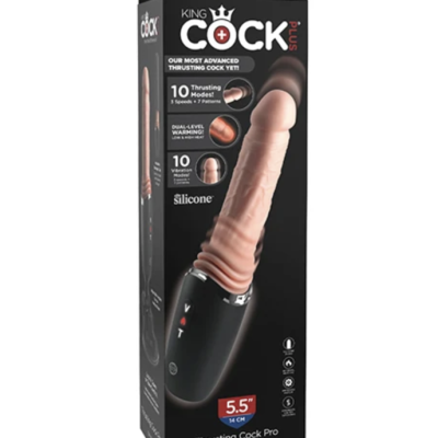 KING COCK PLUS - DILDO DE SILICONE PROFISSIONAL COM ACELERADOR, VIBRAÇÃO E LUZ DE AQUECIMENTO 12,7 CM